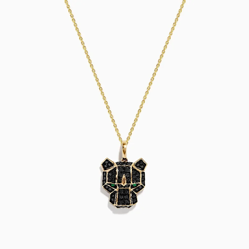 Signature 14K Yellow Gold Black Diamond Panther Pendant