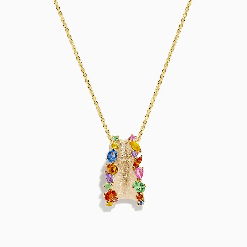 Watercolors 14K Yellow Gold Multi Sapphire Pendant