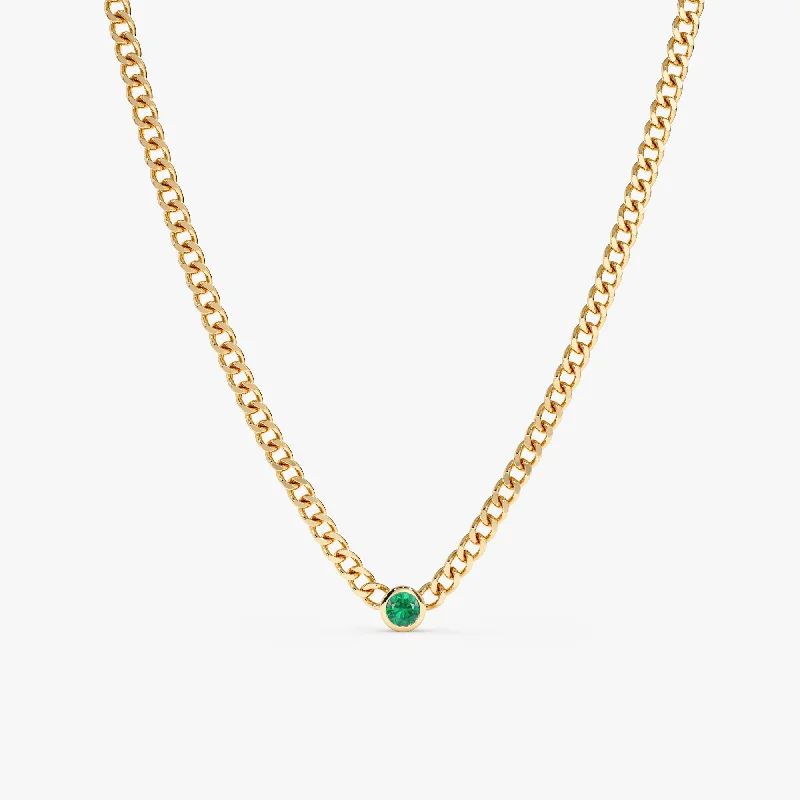 Emerald Cuban Chain Necklace, Salma