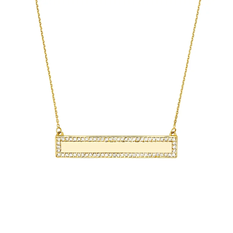 Engravable Bar Necklace with 1/4tcw Diamond Border