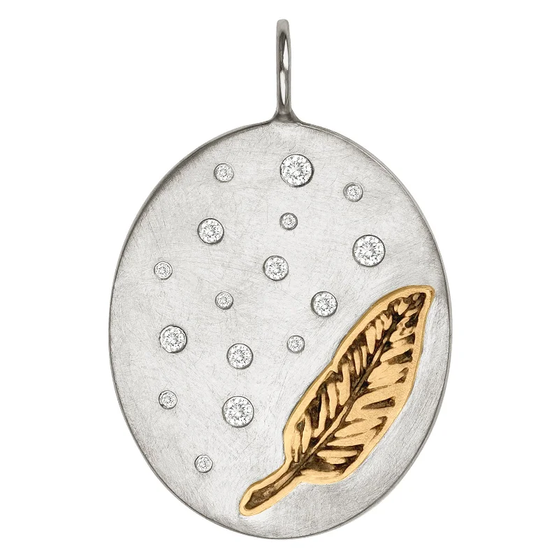 Feather & Diamonds Oval Charm