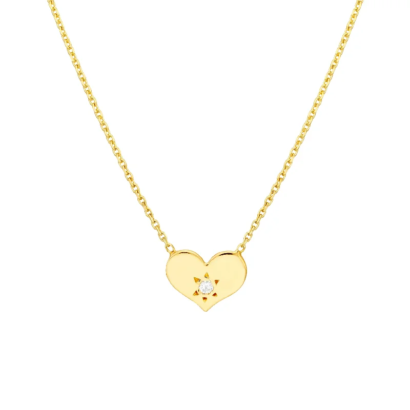 Heart with Diamond Adjustable Necklace