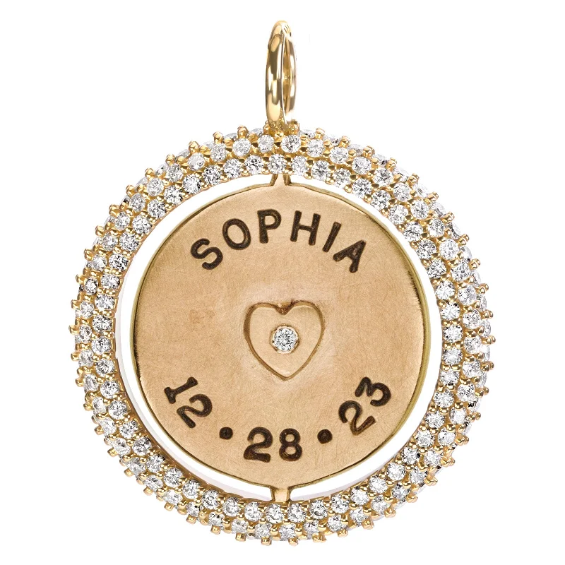 Names & Dates Pavé Spinner Round Charm