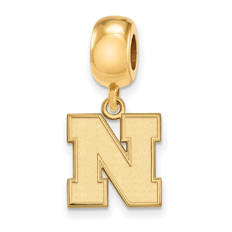 14k Gold Plated Silver University of Nebraska Small Bead Charm