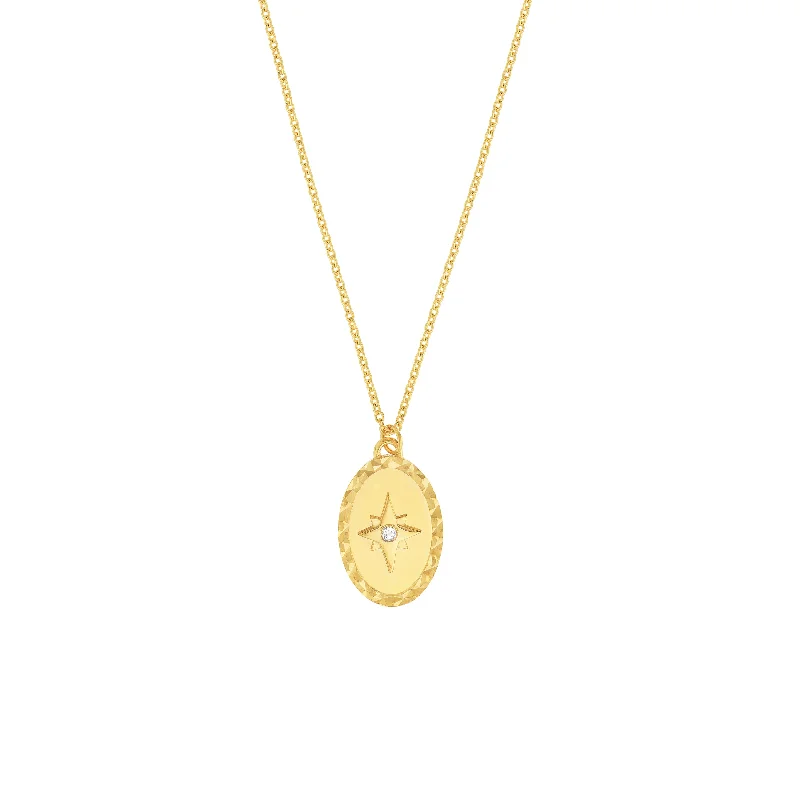 North Star Medallion Necklace with Diamond