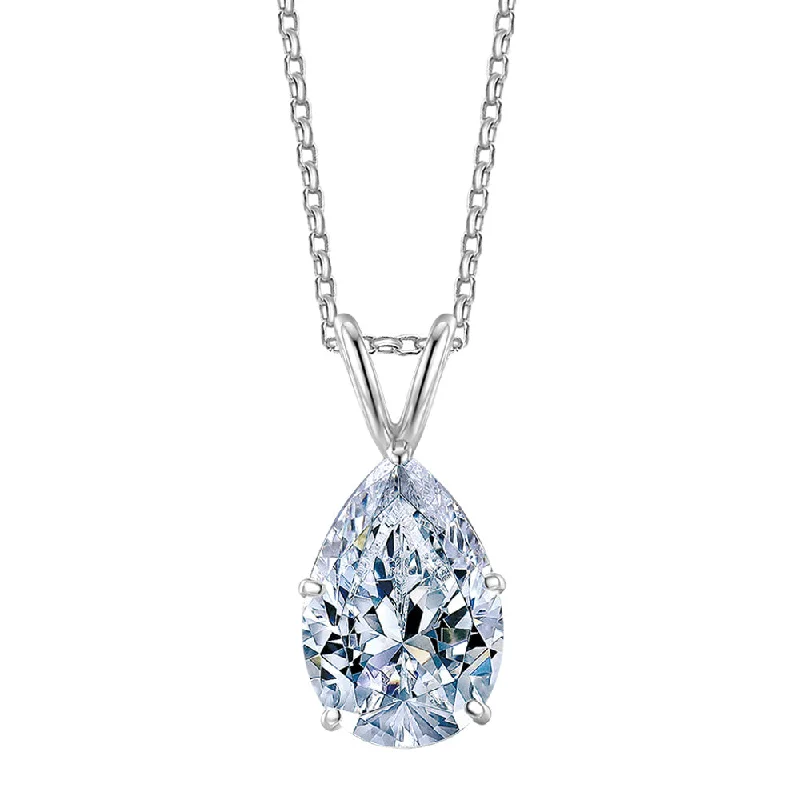 Pear solitaire pendant with 3 carat* diamond simulant in 10 carat white gold