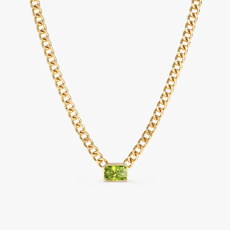 Peridot Cuban Chain Necklace, Karsyn