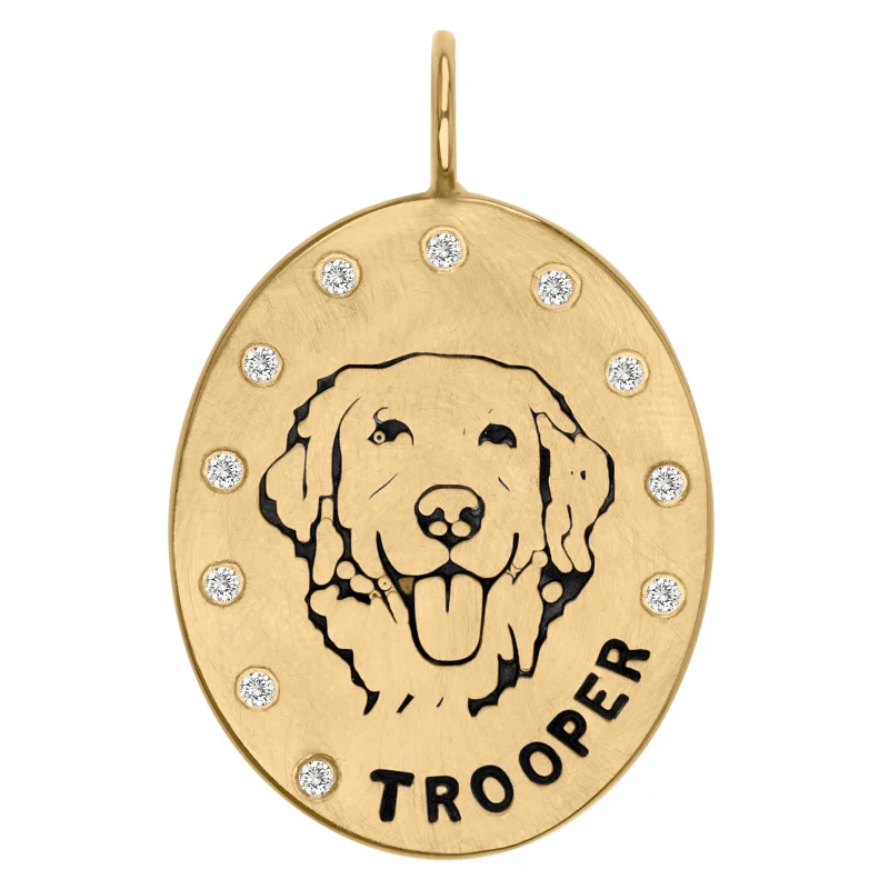 Pet Portrait and Name Oval Charm