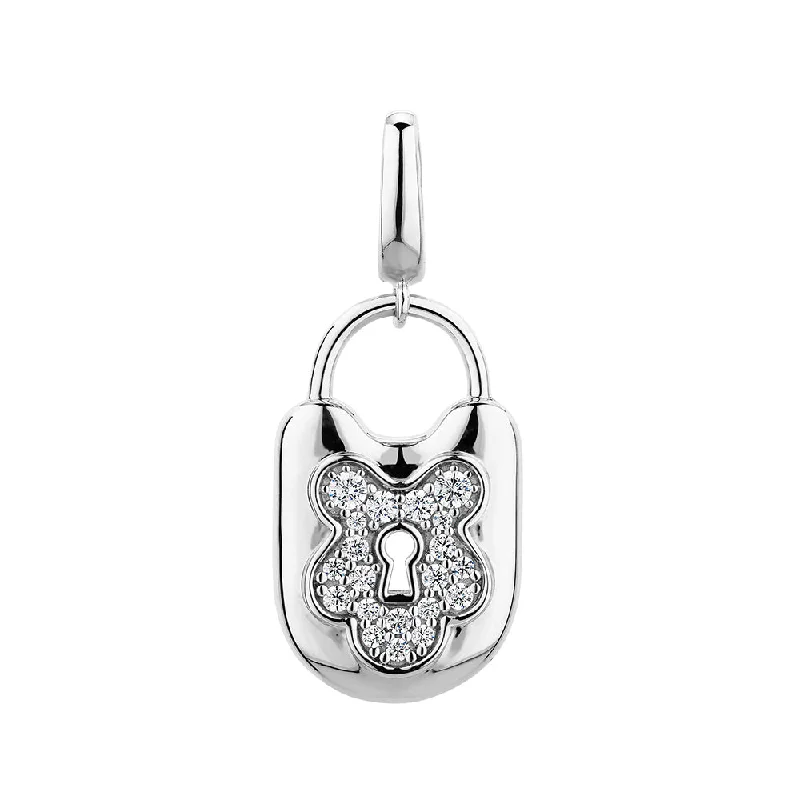 Round Brilliant charm pendant with 0.23 carats* of diamond simulants in sterling silver