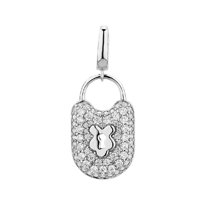 Round Brilliant charm pendant with 0.72 carats* of diamond simulants in sterling silver