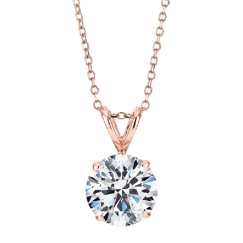 Round Brilliant solitaire pendant with 2 carat* diamond simulant in 10 carat rose gold