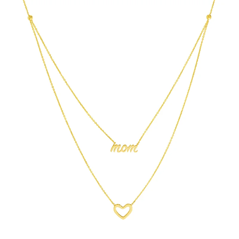 Script Mom and Open Heart Duet Necklace