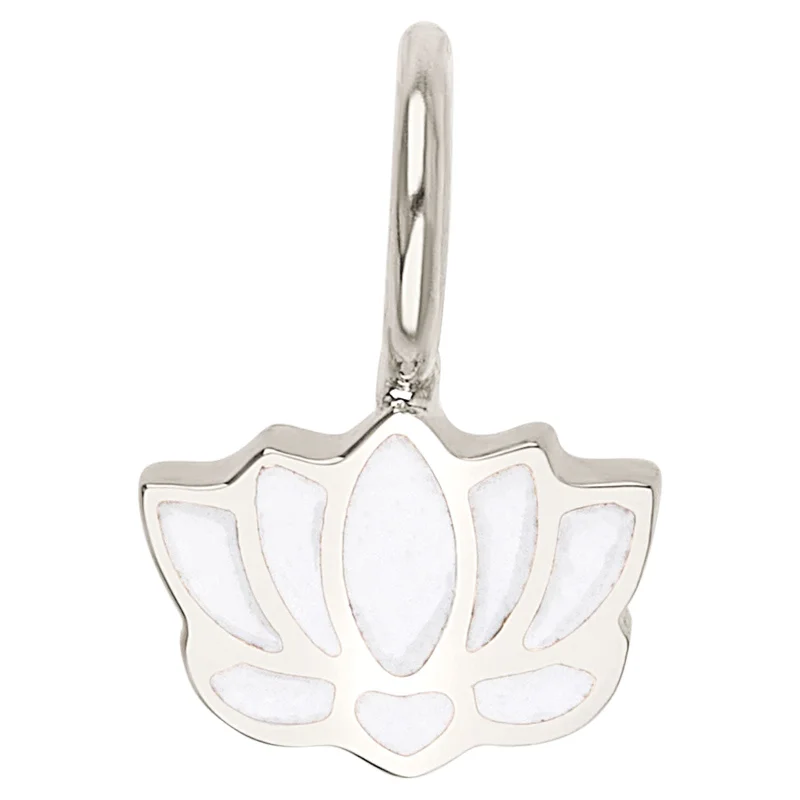 Silver Enamel Lotus Charm