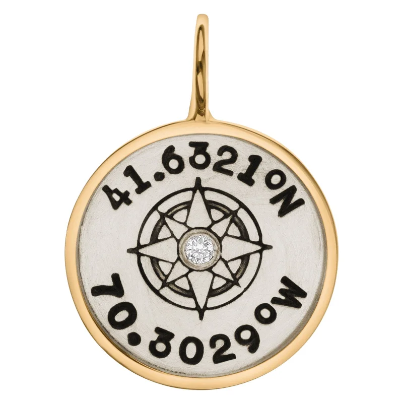 Silver & Gold Coordinates Round Charm