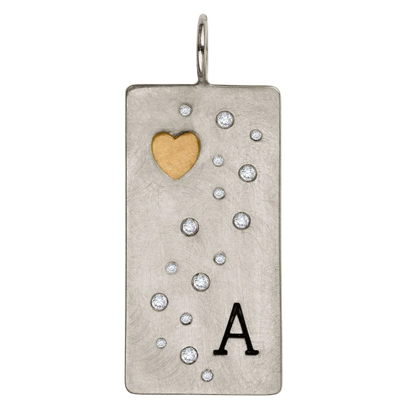 Silver & Gold Diamond Wave Initial ID Tag