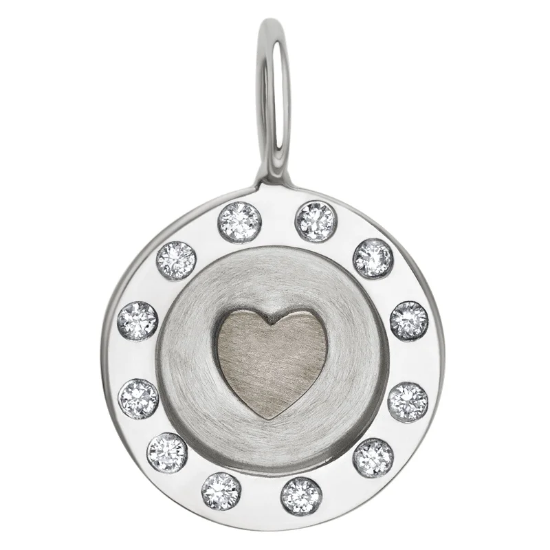 Raised Heart Round Charm