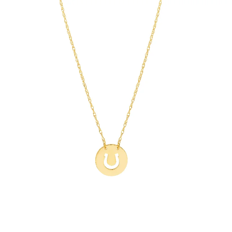 So You Cutout Horseshoe Mini Disc Adjustable Necklace