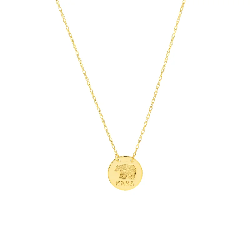 So You Etched Mama Bear Mini Disc Adjustable Necklace