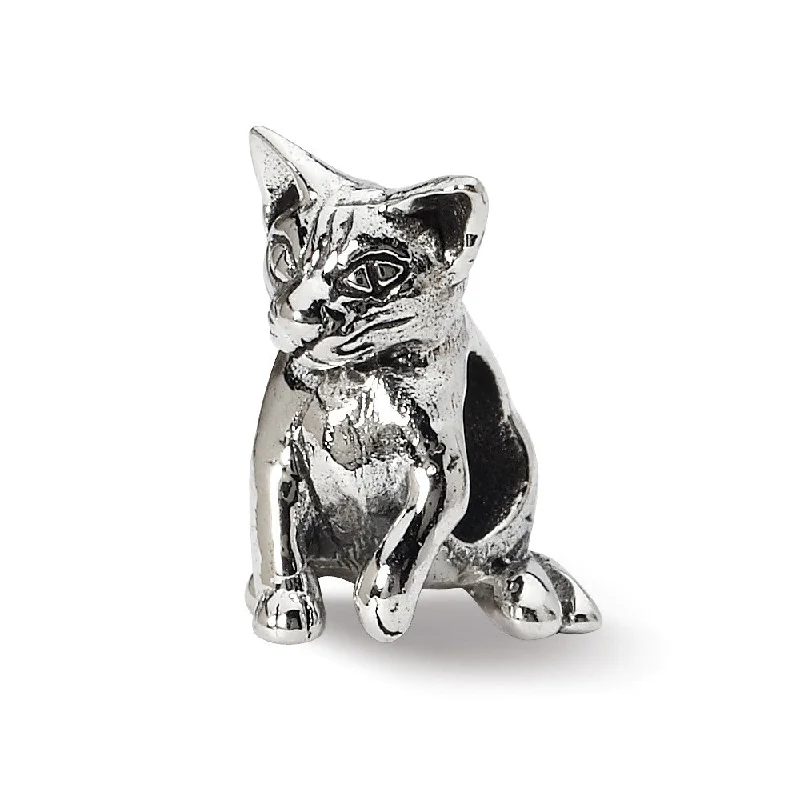 Sterling Silver Abyssinian Cat Bead Charm