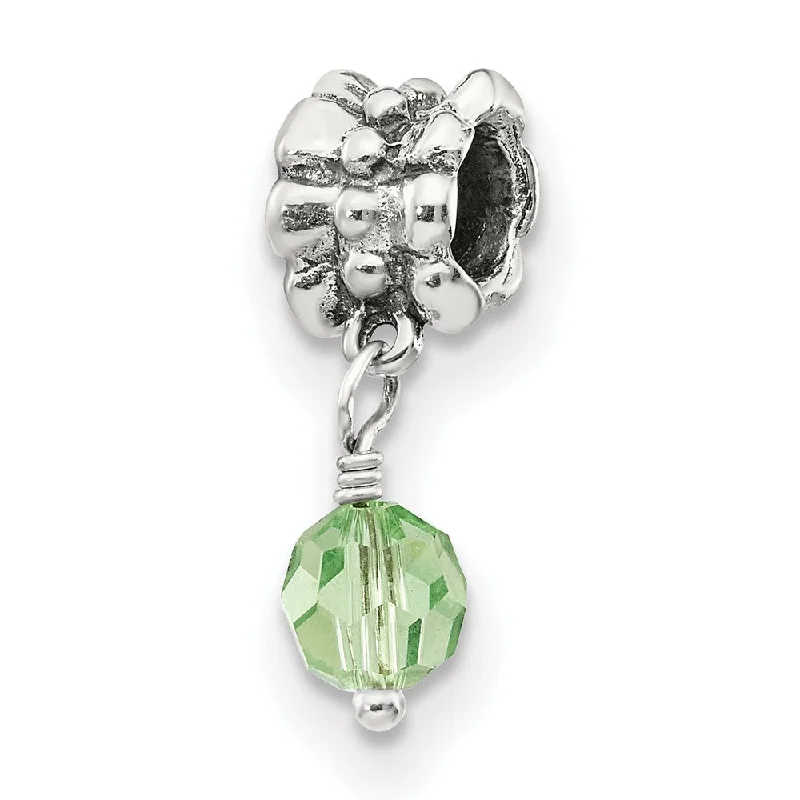 Sterling Silver and Faceted Green Crystal Dangle Bead Charm