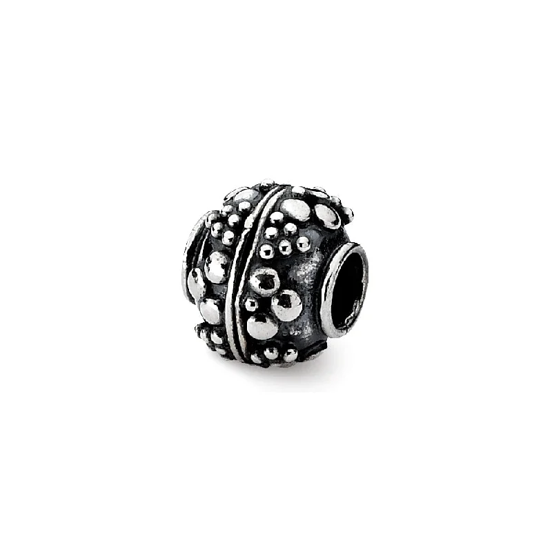 Sterling Silver Antiqued Artisan Bubble Design Bead Charm