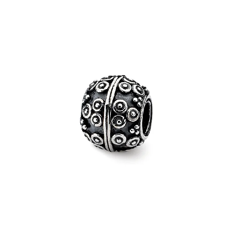 Sterling Silver Antiqued Artisan Bullseye Circle Design Bead Charm