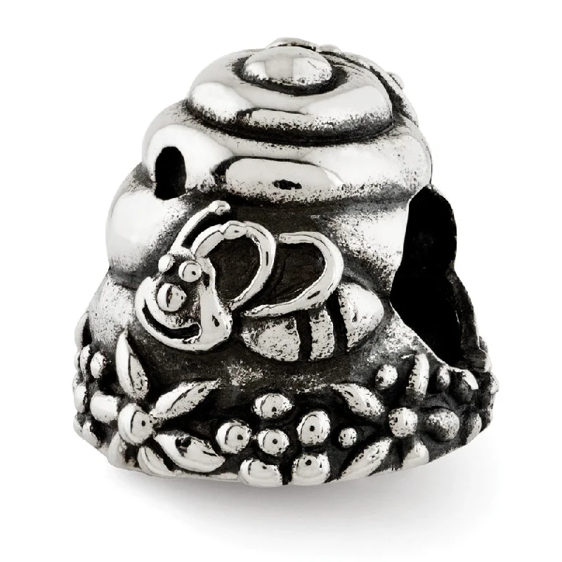 Sterling Silver Antiqued Beehive Bead Charm