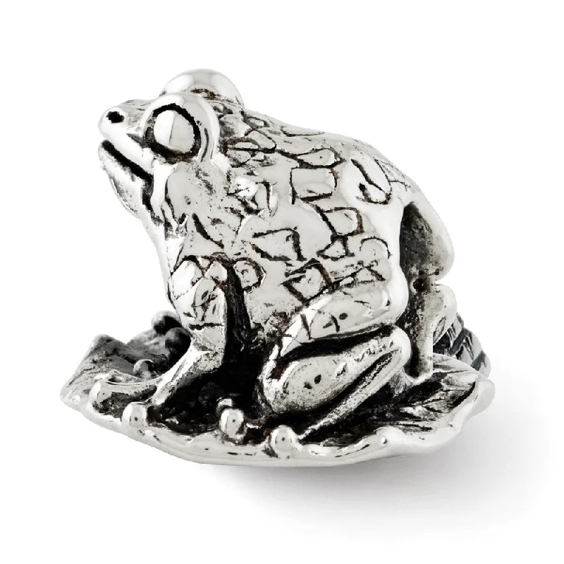 Sterling Silver Antiqued Frog on Lily Pad Bead Charm