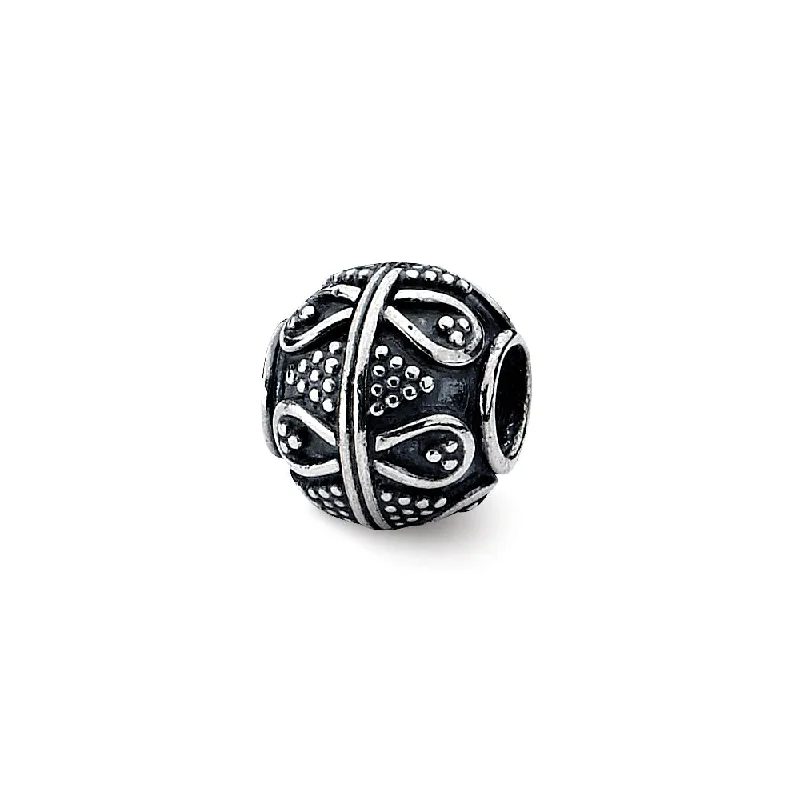 Sterling Silver Antiqued Textured Infinity Design Bead Charm