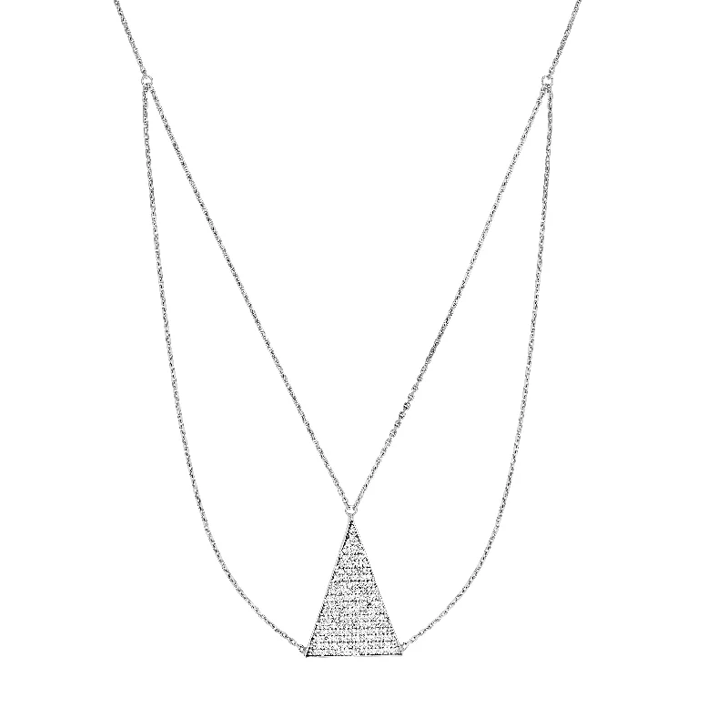 Sterling Silver CZ Triangle Bib Necklace