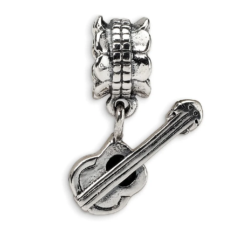 Sterling Silver Guitar Dangle Bead Charm