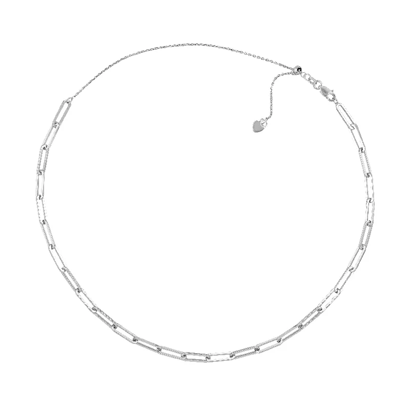 Sterling Silver Paper Clip Chain Adjustable Choker