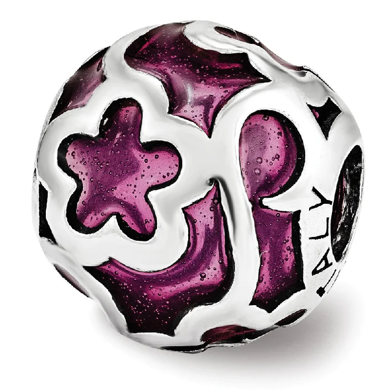 Sterling Silver Purple Filigree Enameled Bead Charm