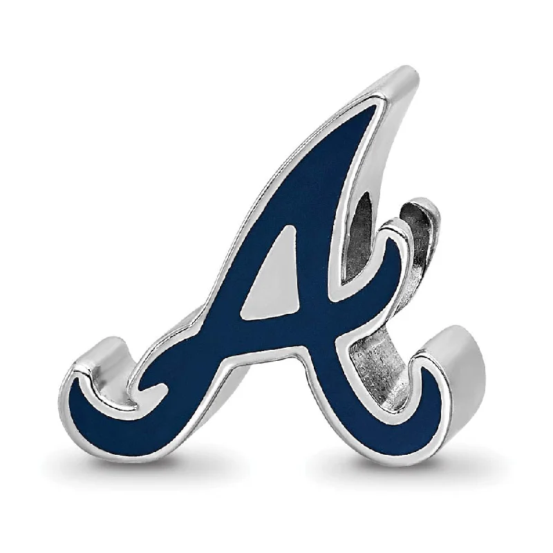 Sterling Silver Rhodium Plated MLB Atlanta Braves Enameled Bead Charm