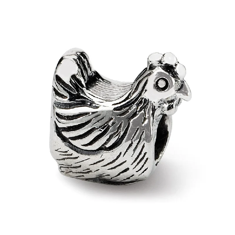 Sterling Silver Side Chicken Bead Charm