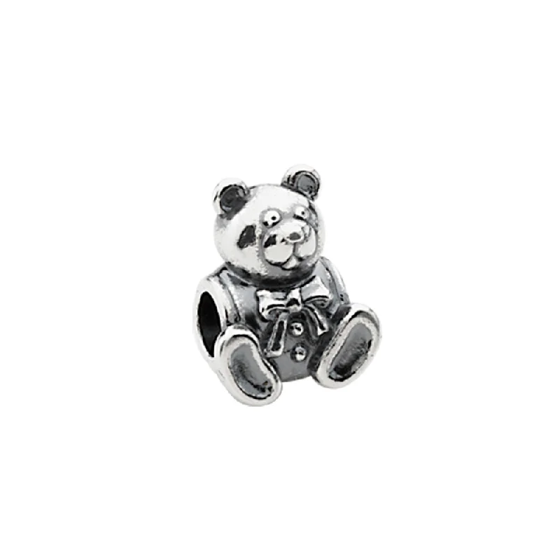 Sterling Silver Bow Tie Teddy Bear Bead Charm