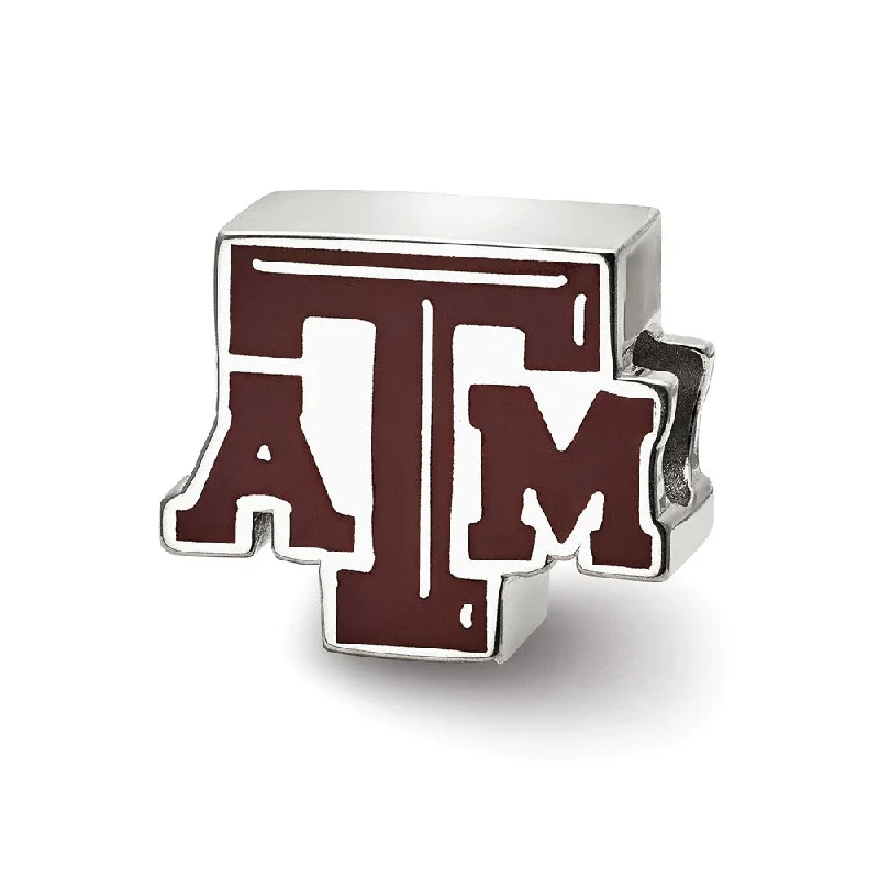 Sterling Silver Texas A&M University aTm Enameled Logo Bead Charm