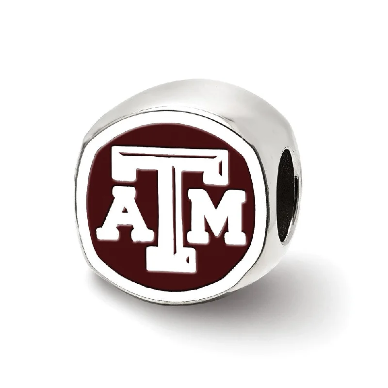 Sterling Silver Texas A&M University Cushion Shaped Bead Charm