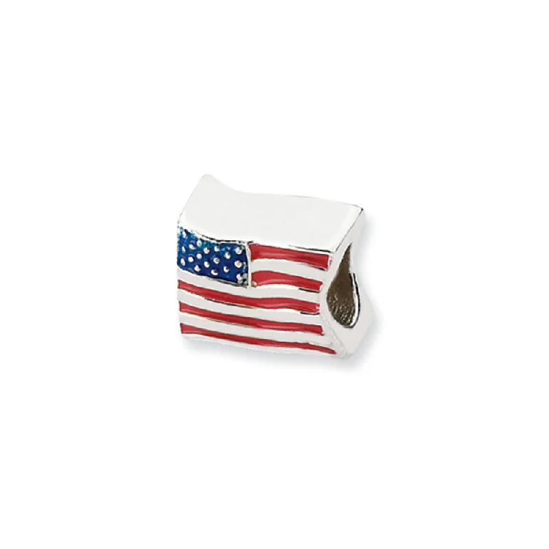 Sterling Silver USA Flag Bead Charm