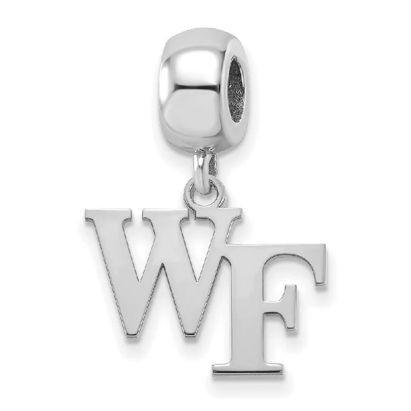 Sterling Silver Wake Forest University 'WF' Dangle Bead Charm