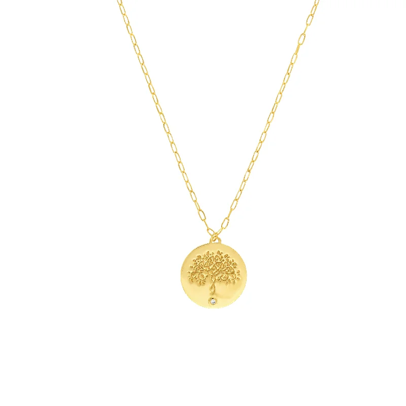 Tree of Life Medallion Necklace with Diamond