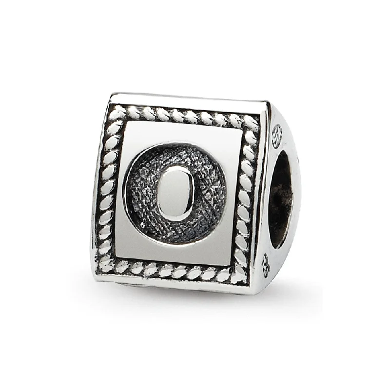 Triangle Block, Letter O Sterling Silver Bead Charm