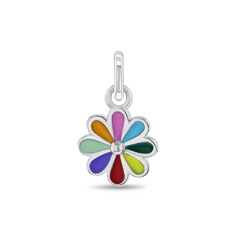 Vibrant Flower Kids / Children's / Girls for Charm Bracelet - Sterling Silver