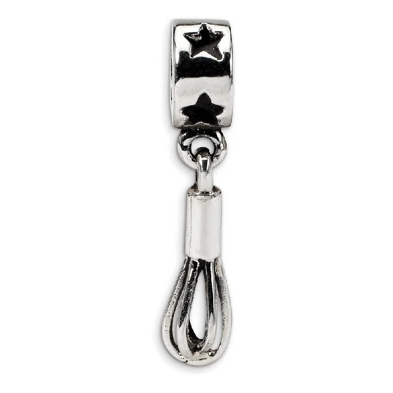 Sterling Silver Whisk Dangle Bead Charm