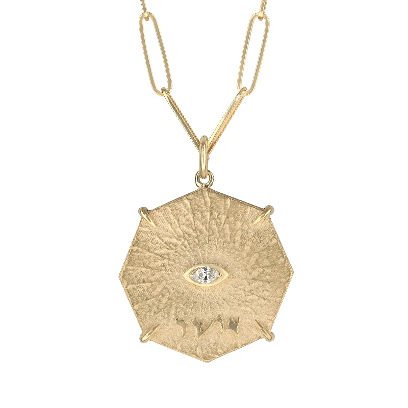 Gold Octagon "Bliss" Pendant with Marquise Diamond