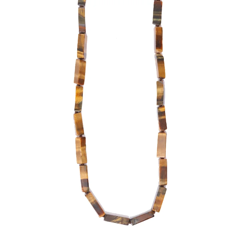 Smooth Rectangular Beaded Tiger's Eye Necklace