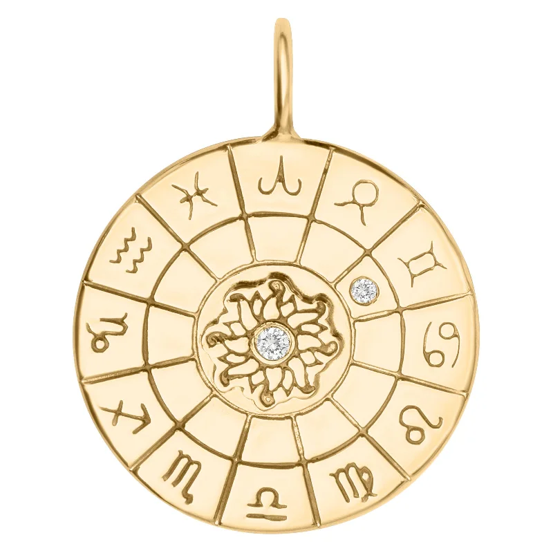 Zodiac Compass High Polished Round Charm