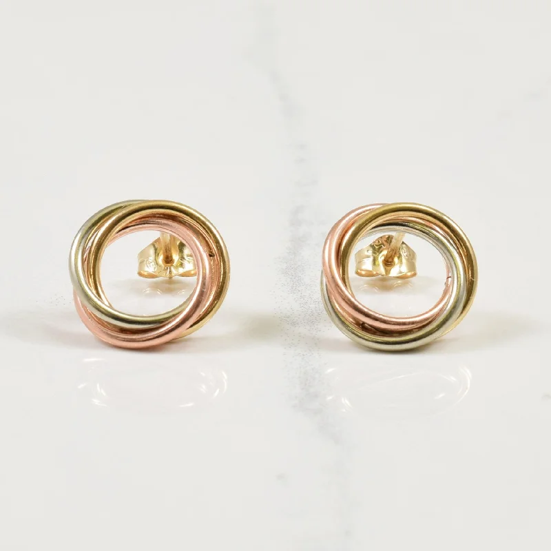 Shop Handcrafted Jewelry At Special Promotional Rates 10k Tri Toned Gold Interlocking Circle Stud Earrings