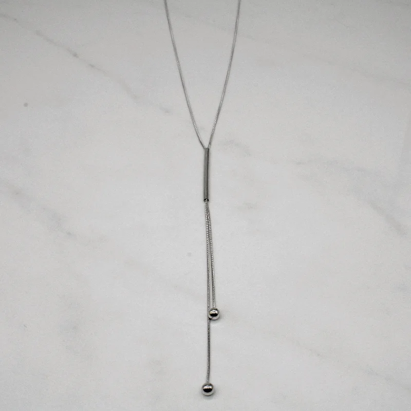 10k White Gold Drop Necklace | 17" |