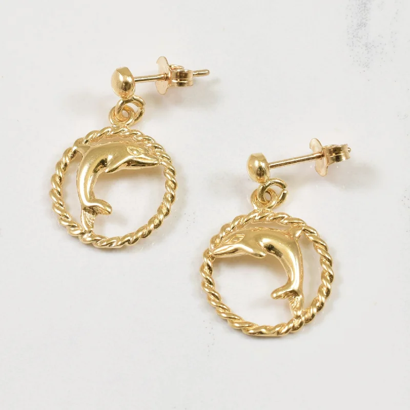 Get The Jewelry You Love At A Price You Love 10k Yellow Gold Dolphin Drop Stud Earrings